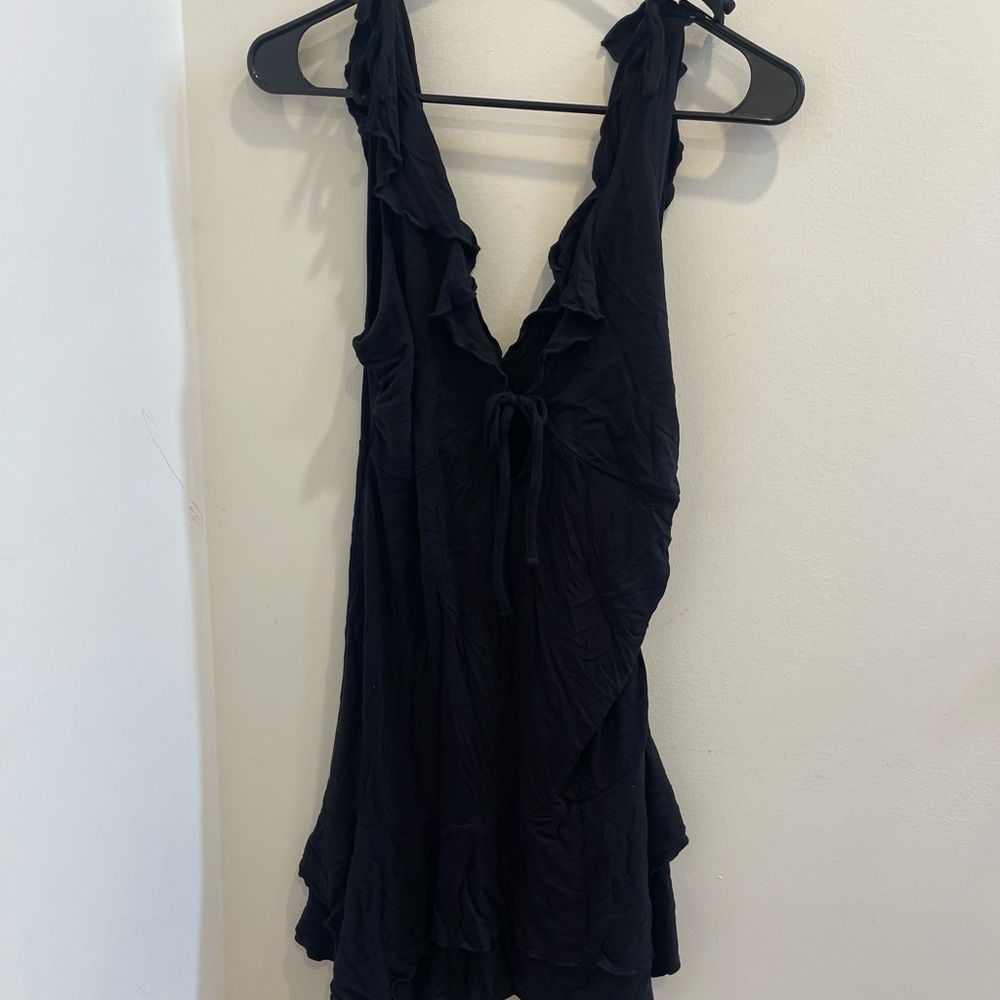 Wild Fable Black Ruffle Stretchy Mini Dress